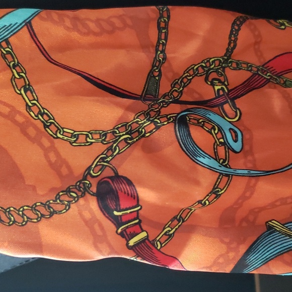 Orange,blue, yellow, and red chain design scarf - Picture 2 of 3